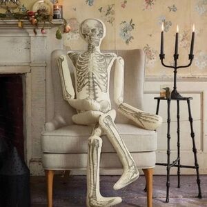 John Derian 2024 Long Lost Friend 63" Tall Halloween Skeleton Figure Pillow